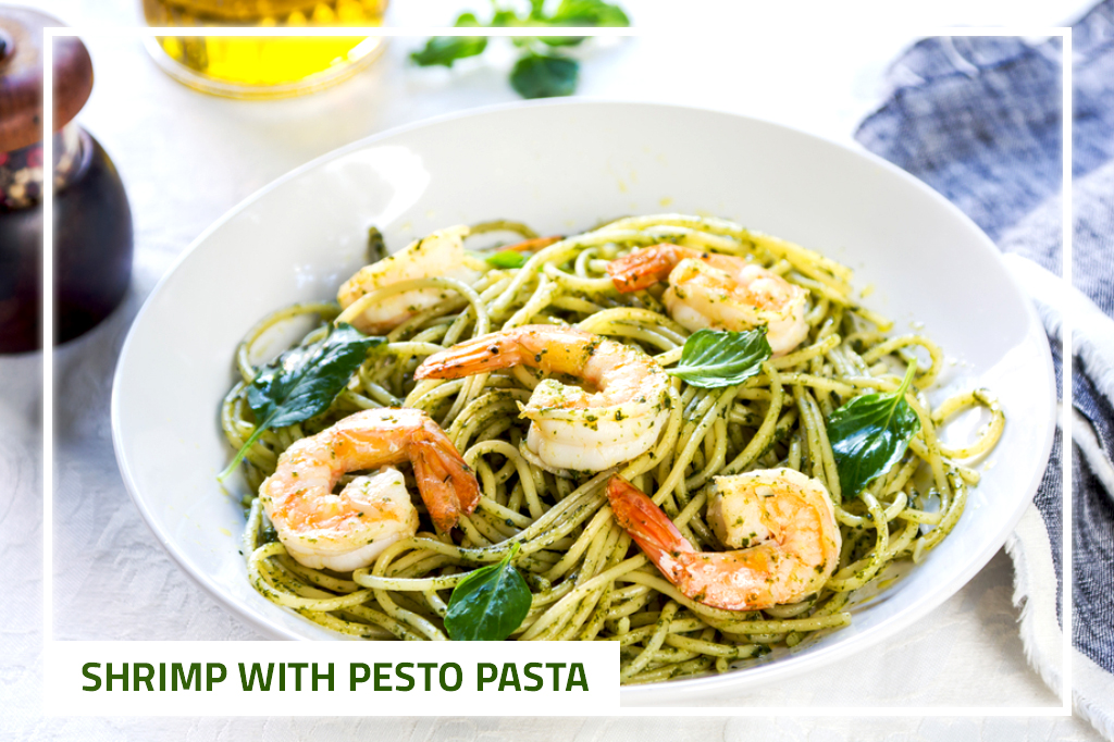 pesto pasta with shrimp